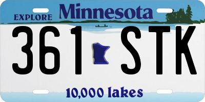 MN license plate 361STK