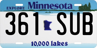 MN license plate 361SUB