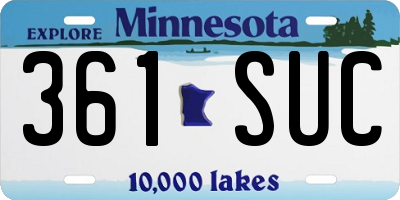 MN license plate 361SUC