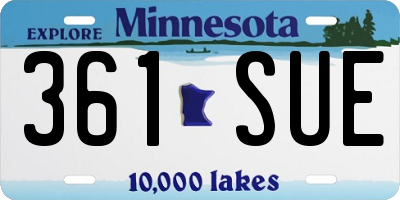MN license plate 361SUE
