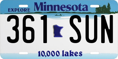 MN license plate 361SUN