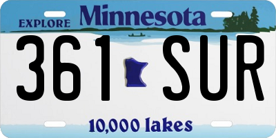 MN license plate 361SUR