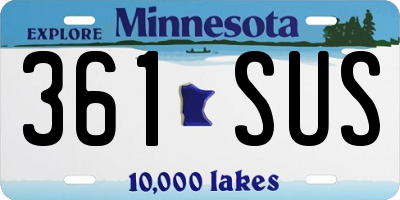 MN license plate 361SUS