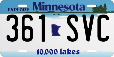 MN license plate 361SVC