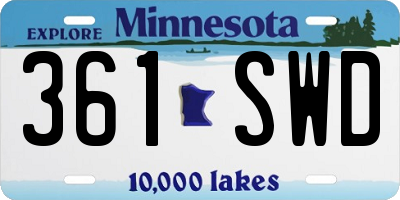 MN license plate 361SWD