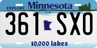 MN license plate 361SXO