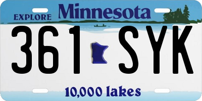 MN license plate 361SYK