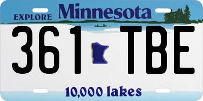 MN license plate 361TBE