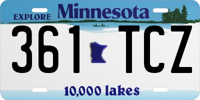 MN license plate 361TCZ