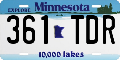 MN license plate 361TDR