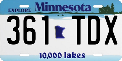 MN license plate 361TDX