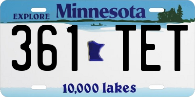 MN license plate 361TET