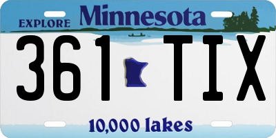 MN license plate 361TIX