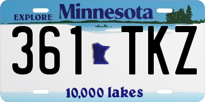 MN license plate 361TKZ