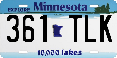 MN license plate 361TLK