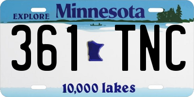 MN license plate 361TNC