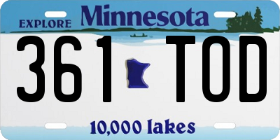 MN license plate 361TOD