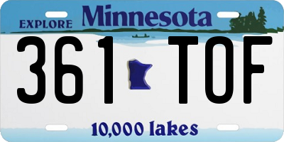 MN license plate 361TOF