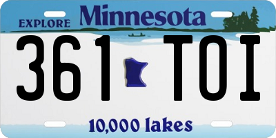 MN license plate 361TOI