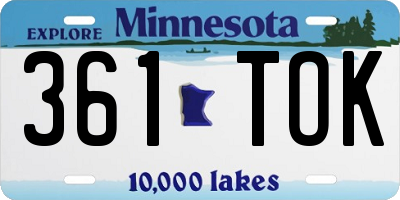 MN license plate 361TOK