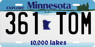 MN license plate 361TOM