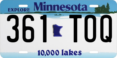 MN license plate 361TOQ