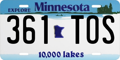 MN license plate 361TOS
