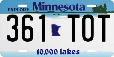 MN license plate 361TOT
