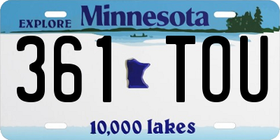 MN license plate 361TOU