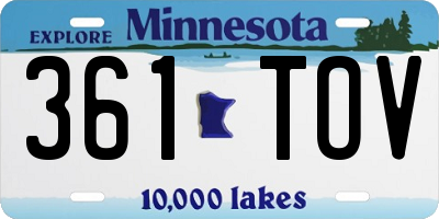MN license plate 361TOV