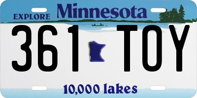 MN license plate 361TOY