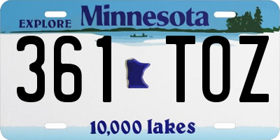 MN license plate 361TOZ