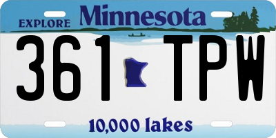 MN license plate 361TPW