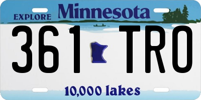 MN license plate 361TRO