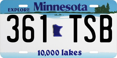 MN license plate 361TSB