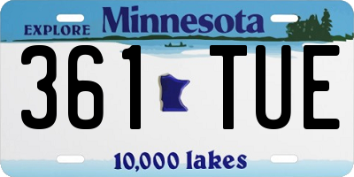 MN license plate 361TUE