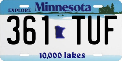 MN license plate 361TUF