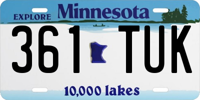 MN license plate 361TUK