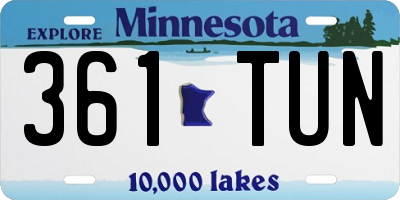 MN license plate 361TUN