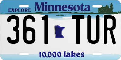 MN license plate 361TUR