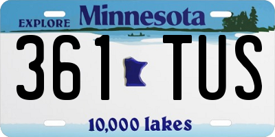 MN license plate 361TUS