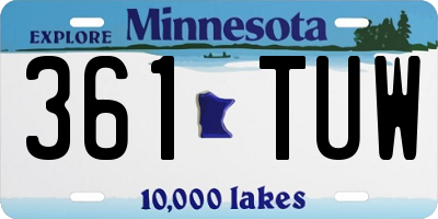 MN license plate 361TUW