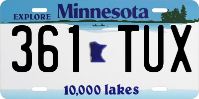 MN license plate 361TUX