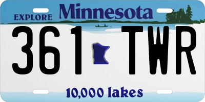 MN license plate 361TWR