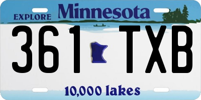 MN license plate 361TXB