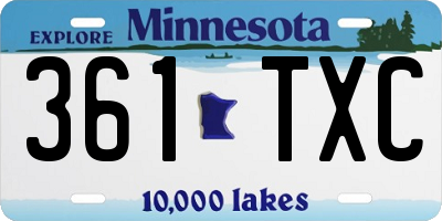 MN license plate 361TXC