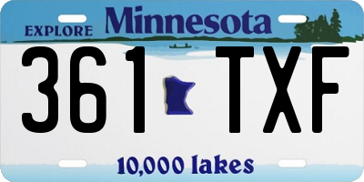 MN license plate 361TXF