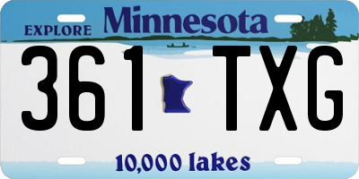 MN license plate 361TXG
