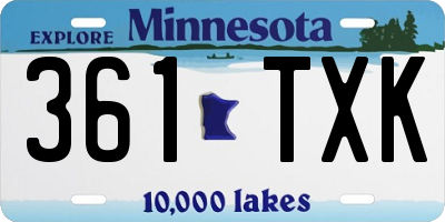 MN license plate 361TXK