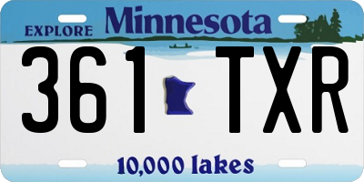 MN license plate 361TXR